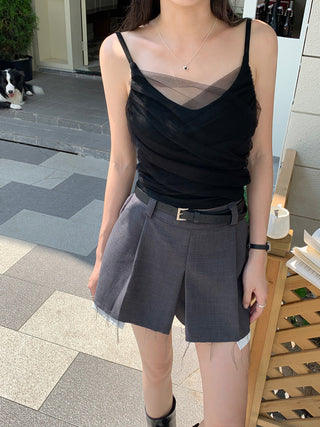 Slim embroidered camisole top