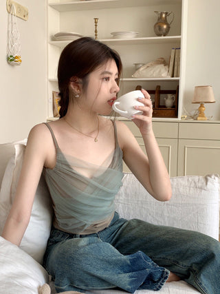 Slim embroidered camisole top