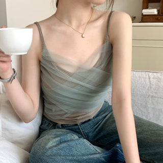 Slim embroidered camisole top