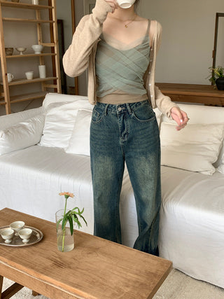 Slim embroidered camisole top
