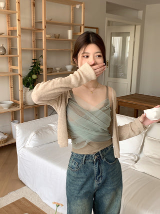 Slim embroidered camisole top