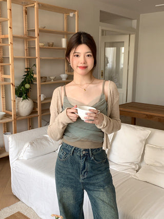 Slim embroidered camisole top