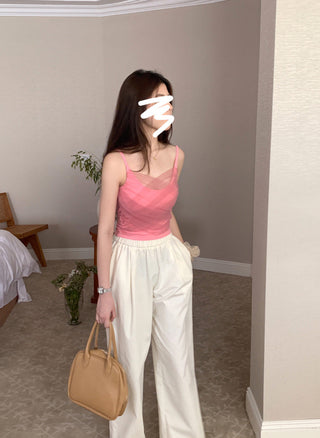Slim embroidered camisole top