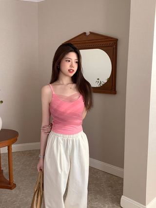 Slim embroidered camisole top