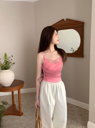 Slim embroidered camisole top