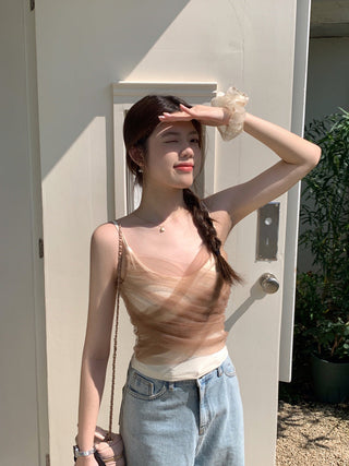 Slim embroidered camisole top
