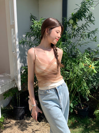 Slim embroidered camisole top