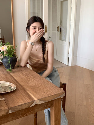 Slim embroidered camisole top