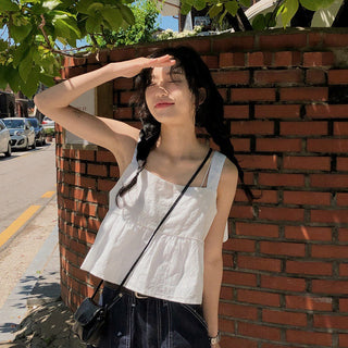 Embroidered spaghetti strap top