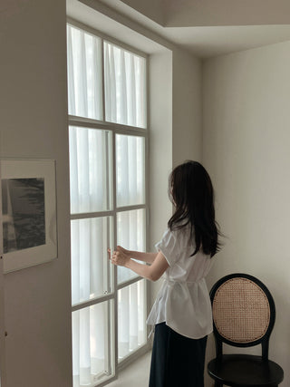 Lapel stripe short-sleeved