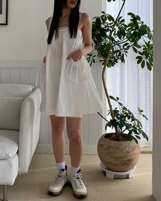 U-collar loose sporty dress