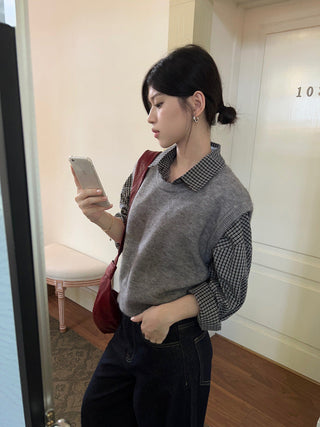 Retro lava checkered long-sleeved shirt