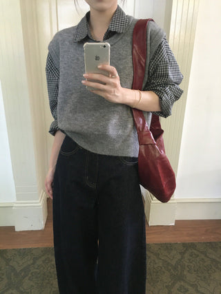 Retro lava checkered long-sleeved shirt