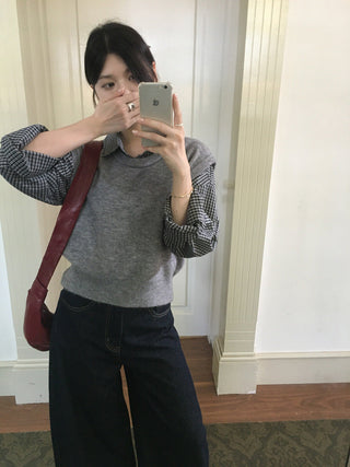 Retro lava checkered long-sleeved shirt