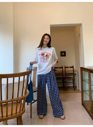 Navy plaid pants