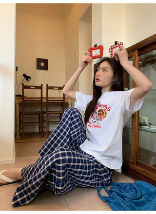 Navy plaid pants