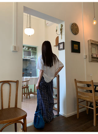 Navy plaid pants
