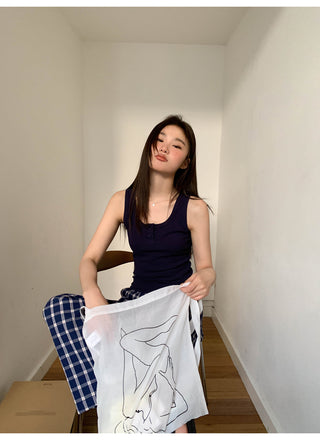Navy plaid pants