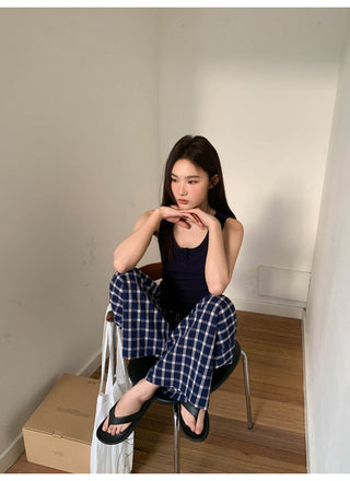 Navy plaid pants