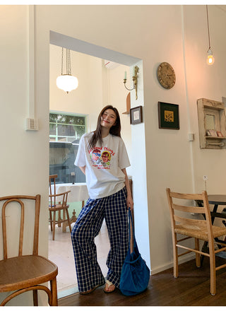 Navy plaid pants