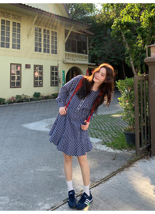 Plaid tie dress