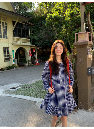 Plaid tie dress