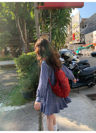 Plaid tie dress