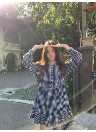 Plaid tie dress