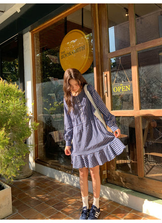 Plaid tie dress
