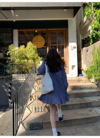 Plaid tie dress