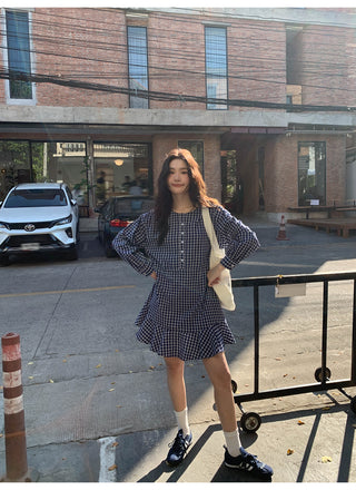 Plaid tie dress