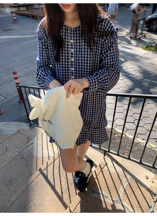 Plaid tie dress