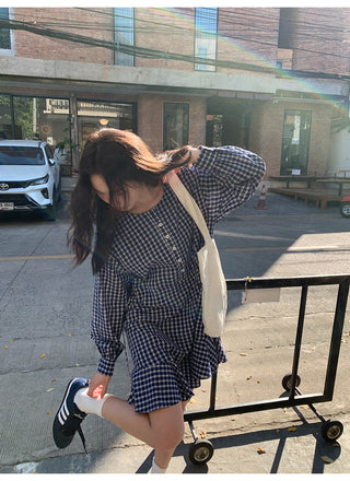 Plaid tie dress
