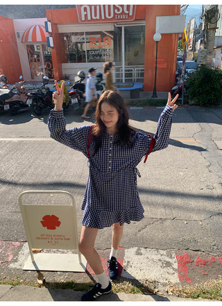 Plaid tie dress