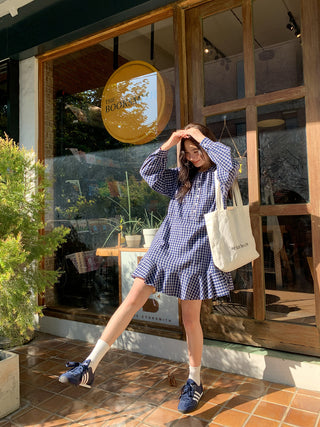 Plaid tie dress