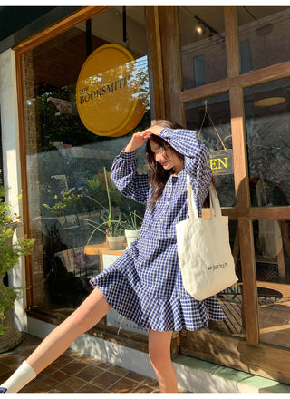Plaid tie dress