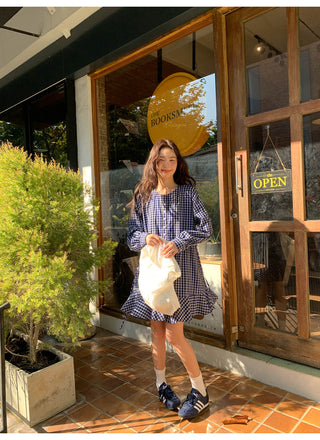 Plaid tie dress