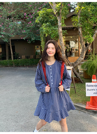 Plaid tie dress