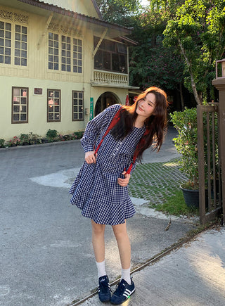 Plaid tie dress