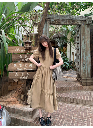 Split waist drawstring dress