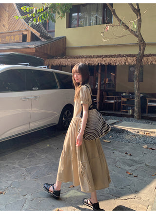 Split waist drawstring dress