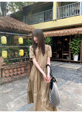 Split waist drawstring dress