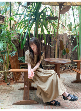 Split waist drawstring dress