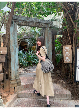 Split waist drawstring dress