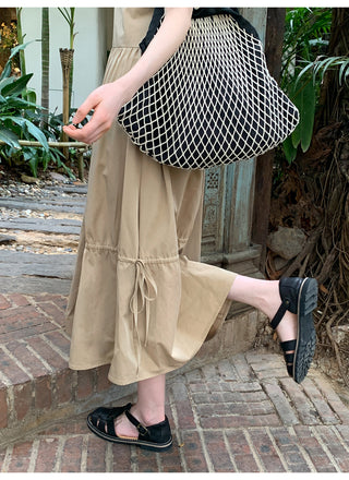 Split waist drawstring dress