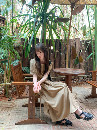 Split waist drawstring dress