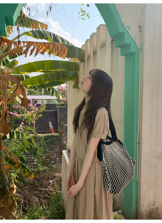 Split waist drawstring dress