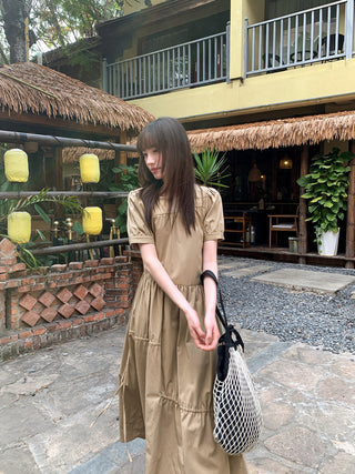 Split waist drawstring dress