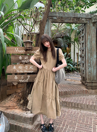 Split waist drawstring dress