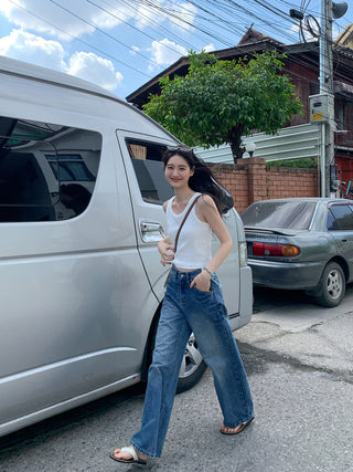 White wide-leg jeans